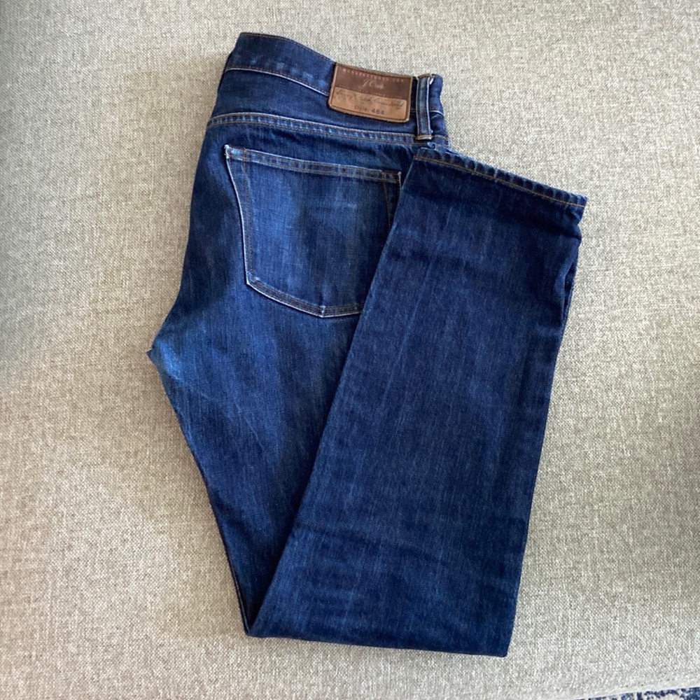 484 Slim-fit jean in stretch dark worn in Japanese denim